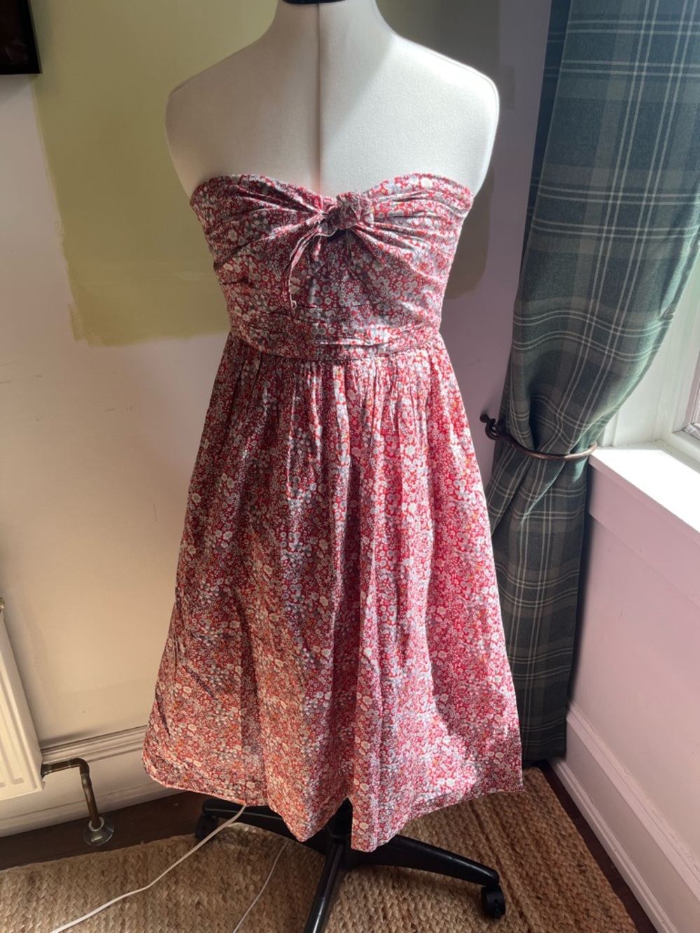 Strapless J. Crew Red Floral Sundress - Picture 2 of 8